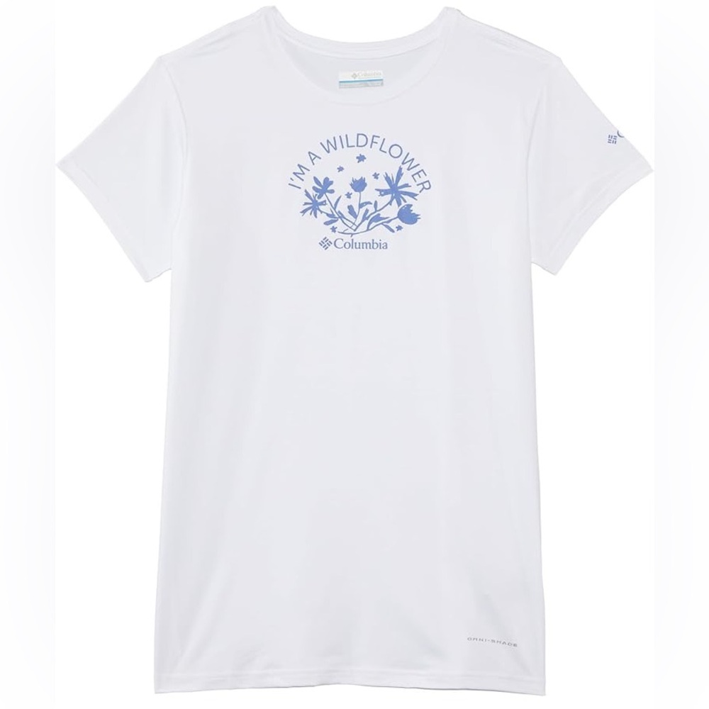 Columbia White Tee with Lavender Floral Graphic